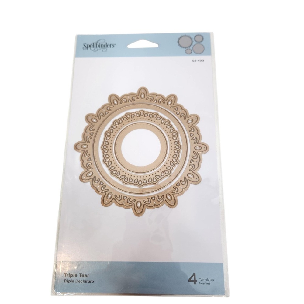 Spellbinders Triple Tear Cutting Dies S4-490 4 Templates Scrapbook Cardmaking